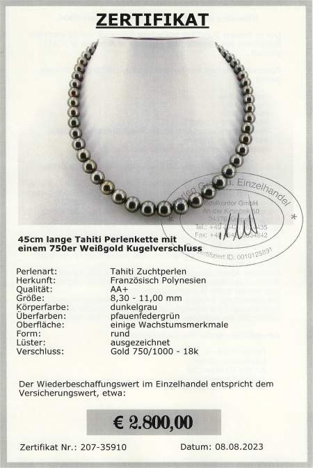 Tahiti Perlenkette dunkel vom Edelkontor