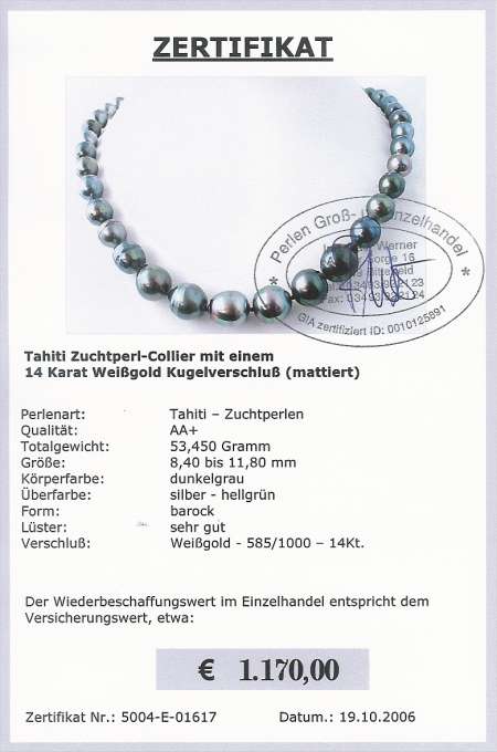 Silber - Hellgrünes barockes Collier