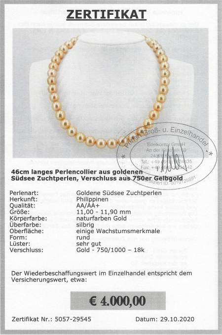 Goldene Perlen Halskette vom Edelkontor