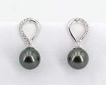 Perlen Ohrringe grau<br>Perlen Größe<br>8.0 - 9.0 mm