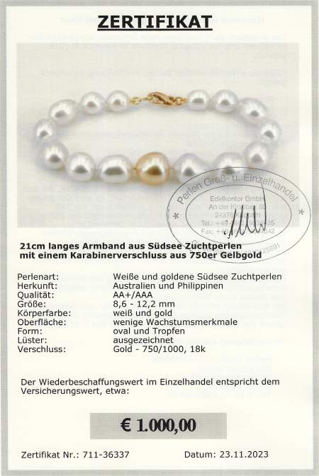 Südsee Perlenarmband von Edelkontor